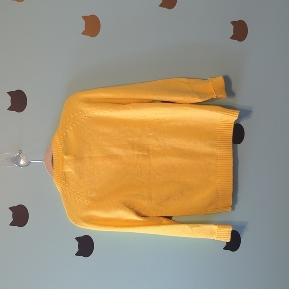 Vintage Acrylic Button-Up Cardigan Yellow 70s 80s - Picture 2 of 6